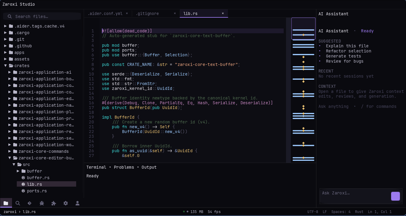 Zaroxi Studio - AI-First Rust IDE